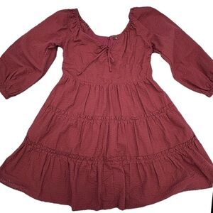 Madewell Burgundy Textured Tiered Babydoll
Mini Dress Size 8